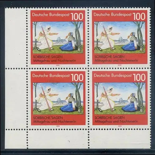 BUND 1991 Michel-Nummer 1577 postfrisch BLOCK ECKRAND unten links