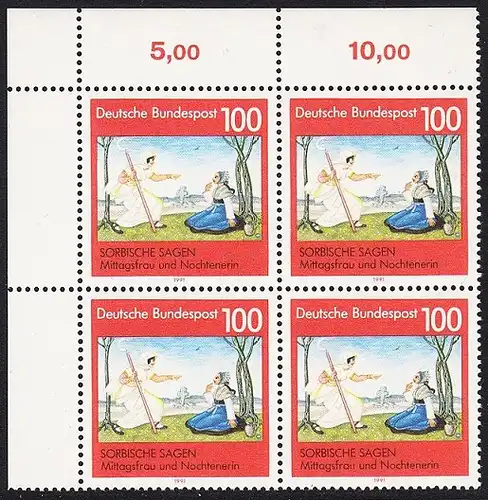 BUND 1991 Michel-Nummer 1577 postfrisch BLOCK ECKRAND oben links