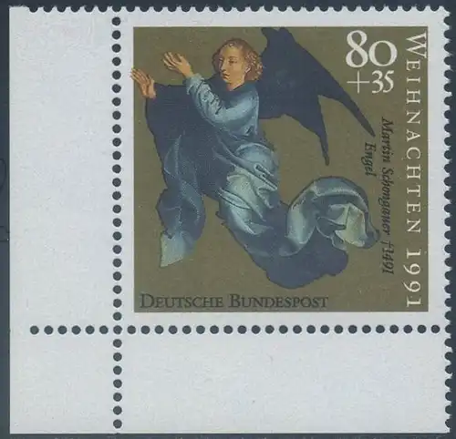 BUND 1991 Michel-Nummer 1580 postfrisch EINZELMARKE ECKRAND unten links