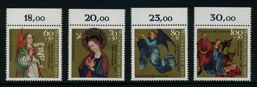 BUND 1991 Michel-Nummer 1578-1581 postfrisch SATZ(4) EINZELMARKEN RÄNDER oben (b)