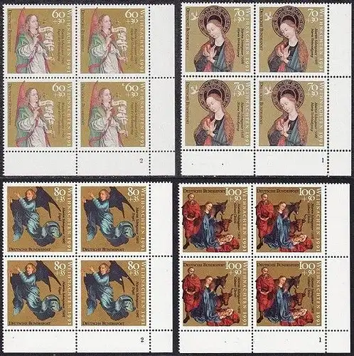 BUND 1991 Michel-Nummer 1578-1581 postfrisch SATZ(4) BLÖCKE ECKRAND unten rechts (FN)