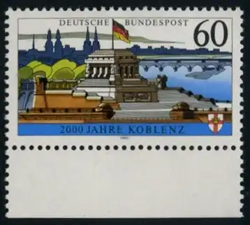 BUND 1992 Michel-Nummer 1583 postfrisch EINZELMARKE RAND unten