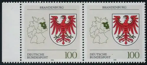 BUND 1992 Michel-Nummer 1589 postfrisch horiz.PAAR RAND links