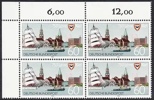BUND 1992 Michel-Nummer 1598 postfrisch BLOCK ECKRAND oben links