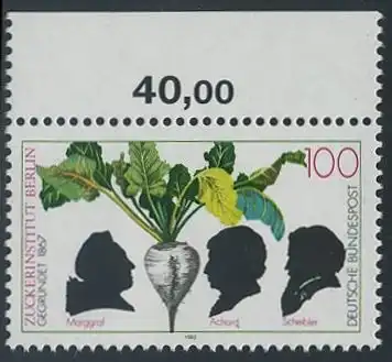 BUND 1992 Michel-Nummer 1599 postfrisch EINZELMARKE RAND oben