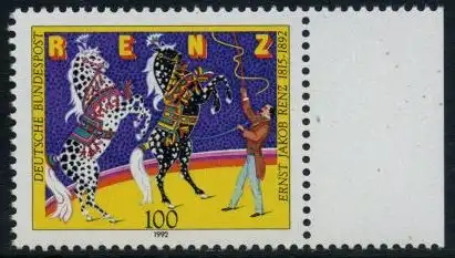 BUND 1992 Michel-Nummer 1600 postfrisch EINZELMARKE RAND rechts