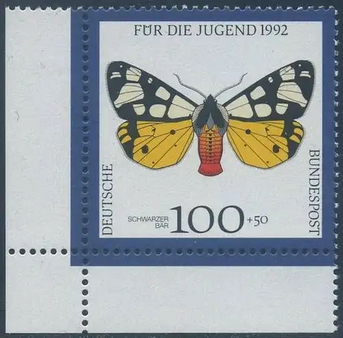BUND 1992 Michel-Nummer 1605 postfrisch EINZELMARKE ECKRAND unten links