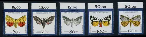 BUND 1992 Michel-Nummer 1602-1606 postfrisch SATZ(5) EINZELMARKEN RÄNDER oben (d)