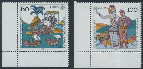 BUND 1992 Michel-Nummer 1608-1609 postfrisch SATZ(2) EINZELMARKEN ECKRÄNDER unten links