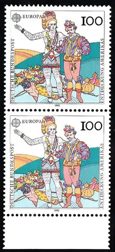 BUND 1992 Michel-Nummer 1609 postfrisch vert.PAAR RAND unten