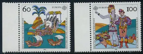 BUND 1992 Michel-Nummer 1608-1609 postfrisch SATZ(2) EINZELMARKEN RÄNDER links