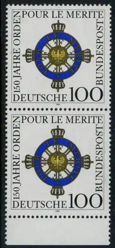 BUND 1992 Michel-Nummer 1613 postfrisch vert.PAAR RAND unten