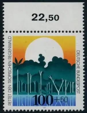 BUND 1992 Michel-Nummer 1615 postfrisch EINZELMARKE RAND oben