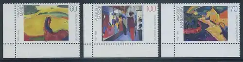BUND 1992 Michel-Nummer 1617-1619 postfrisch SATZ(3) EINZELMARKEN ECKRÄNDER unten links