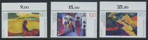 BUND 1992 Michel-Nummer 1617-1619 postfrisch SATZ(3) EINZELMARKEN RÄNDER oben