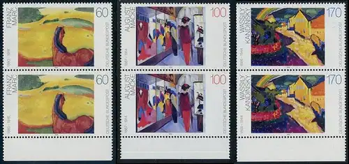 BUND 1992 Michel-Nummer 1617-1619 postfrisch SATZ(3) vert.PAARE RÄNDER unten