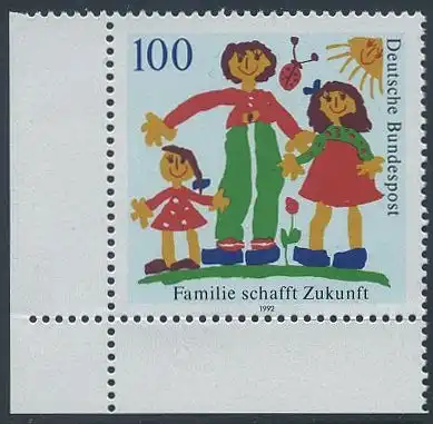 BUND 1992 Michel-Nummer 1621 postfrisch EINZELMARKE ECKRAND unten links