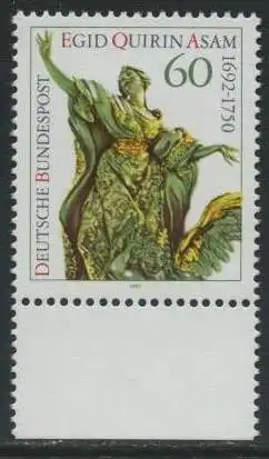 BUND 1992 Michel-Nummer 1624 postfrisch EINZELMARKE RAND unten