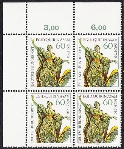 BUND 1992 Michel-Nummer 1624 postfrisch BLOCK ECKRAND oben links