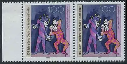 BUND 1992 Michel-Nummer 1626 postfrisch horiz.PAAR RAND links