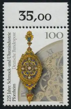 BUND 1992 Michel-Nummer 1628 postfrisch EINZELMARKE RAND oben (a)