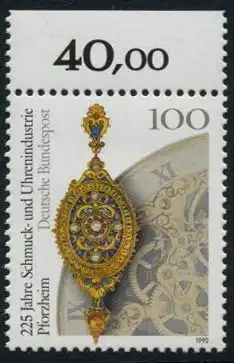 BUND 1992 Michel-Nummer 1628 postfrisch EINZELMARKE RAND oben (b)