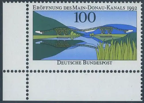 BUND 1992 Michel-Nummer 1630 postfrisch EINZELMARKE ECKRAND unten links