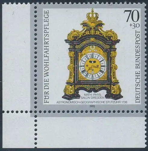 BUND 1992 Michel-Nummer 1632 postfrisch EINZELMARKE ECKRAND unten links
