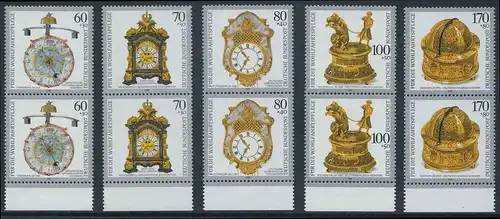 BUND 1992 Michel-Nummer 1631-1635 postfrisch SATZ(5) vert.PAARE RÄNDER unten