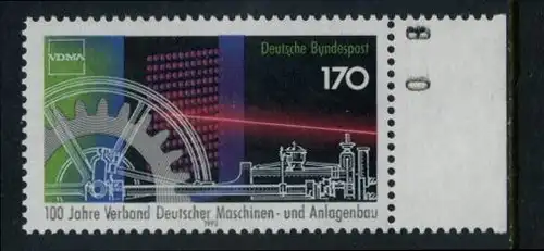 BUND 1992 Michel-Nummer 1636 postfrisch EINZELMARKE RAND rechts (BZ)