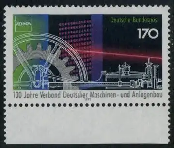 BUND 1992 Michel-Nummer 1636 postfrisch EINZELMARKE RAND unten