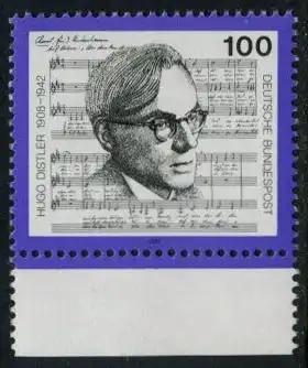 BUND 1992 Michel-Nummer 1637 postfrisch EINZELMARKE RAND unten