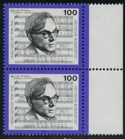 BUND 1992 Michel-Nummer 1637 postfrisch vert.PAAR RAND rechts