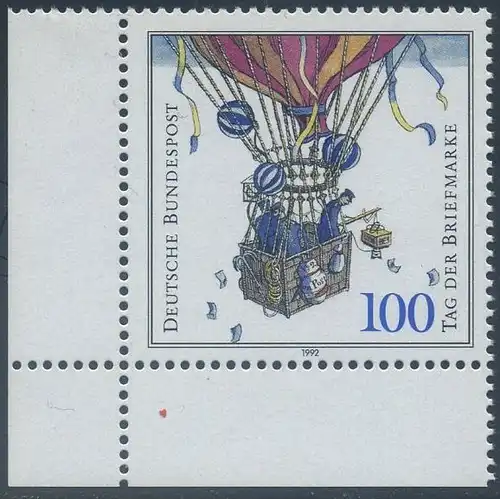 BUND 1992 Michel-Nummer 1638 postfrisch EINZELMARKE ECKRAND unten links