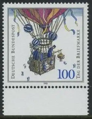 BUND 1992 Michel-Nummer 1638 postfrisch EINZELMARKE RAND unten