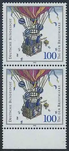 BUND 1992 Michel-Nummer 1638 postfrisch vert.PAAR RAND unten