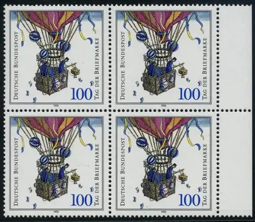 BUND 1992 Michel-Nummer 1638 postfrisch BLOCK RÄNDER rechts