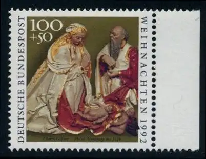 BUND 1992 Michel-Nummer 1640 postfrisch EINZELMARKE RAND rechts