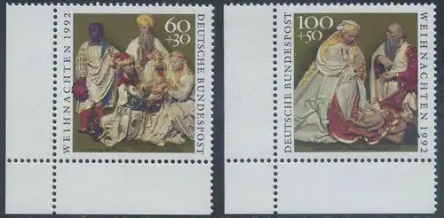 BUND 1992 Michel-Nummer 1639-1640 postfrisch SATZ(2) EINZELMARKEN ECKRÄNDER unten links