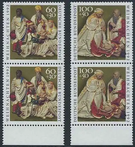 BUND 1992 Michel-Nummer 1639-1640 postfrisch SATZ(2) vert.PAARE RÄNDER unten