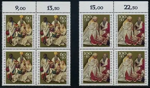 BUND 1992 Michel-Nummer 1639-1640 postfrisch SATZ(2) BLÖCKE RÄNDER oben 