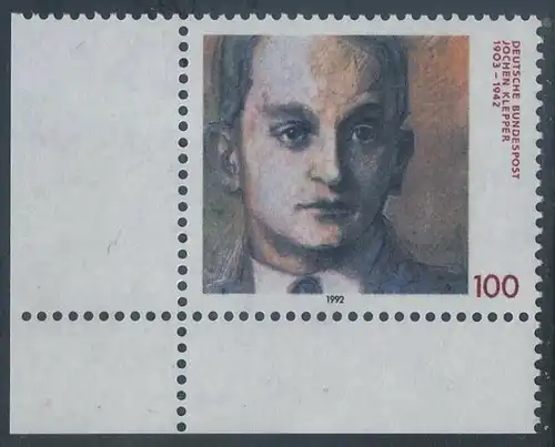 BUND 1992 Michel-Nummer 1643 postfrisch EINZELMARKE ECKRAND unten links