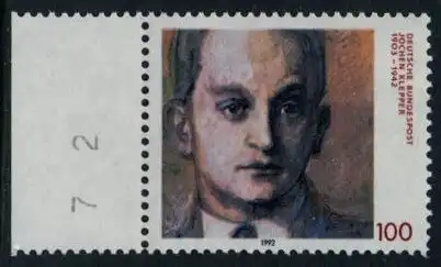 BUND 1992 Michel-Nummer 1643 postfrisch EINZELMARKE RAND links (BZ/a)