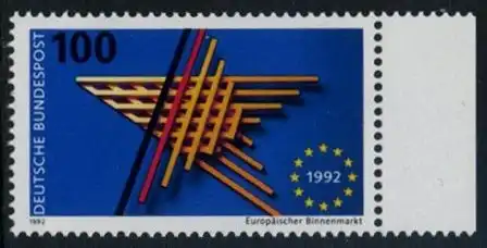BUND 1992 Michel-Nummer 1644 postfrisch EINZELMARKE RAND rechts