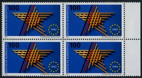 BUND 1992 Michel-Nummer 1644 postfrisch BLOCK RÄNDER rechts