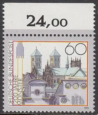 BUND 1993 Michel-Nummer 1645 postfrisch EINZELMARKE RAND oben