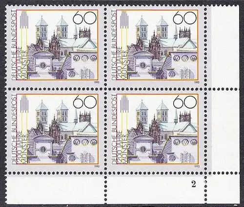 BUND 1993 Michel-Nummer 1645 postfrisch BLOCK ECKRAND unten rechts (FN)
