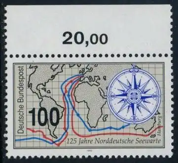 BUND 1993 Michel-Nummer 1647 postfrisch EINZELMARKE RAND oben