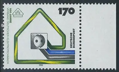 BUND 1993 Michel-Nummer 1648 postfrisch EINZELMARKE RAND rechts