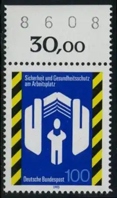 BUND 1993 Michel-Nummer 1649 postfrisch EINZELMARKE RAND oben (BZ)